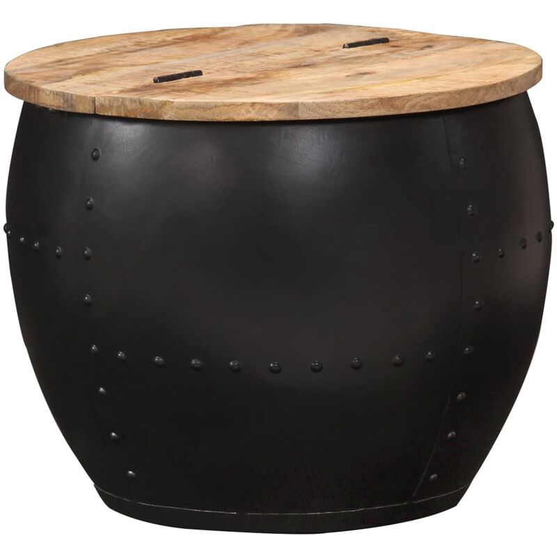 

Mesa de centro redonda de madera maciza de mango 53x43 cm