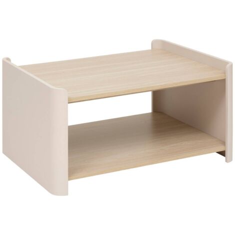 Mesa de centro redonda de marfil blanco y madera - 5five