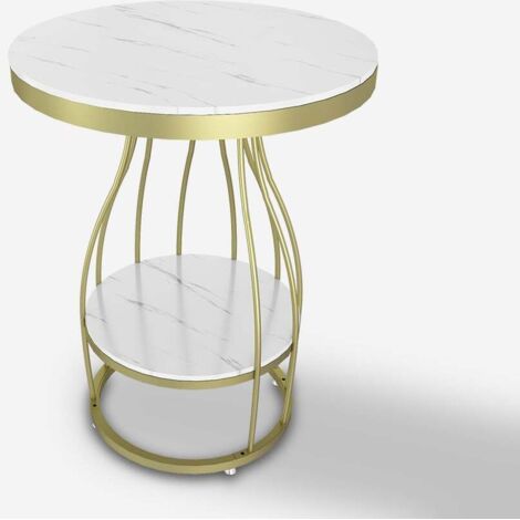 Mesa de centro redonda de metal negro dorado mármol 45x63cm Neep L - Gold