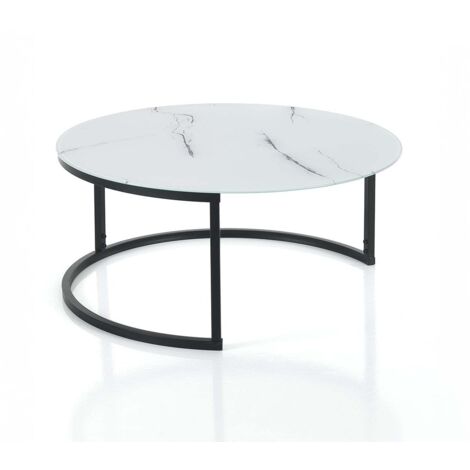 Mesa de centro redonda de vidrio efecto mármol Logan Evo