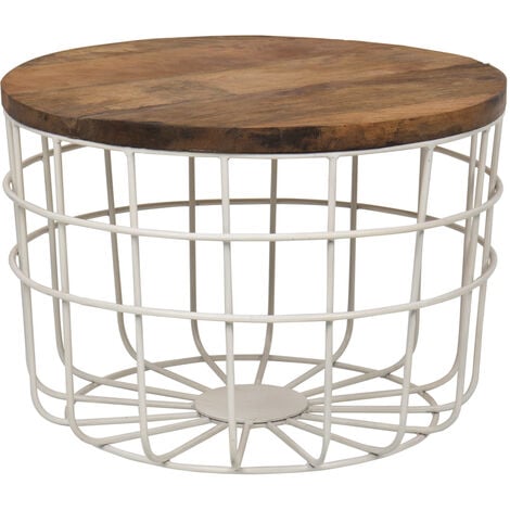 Mesa de centro redonda en madera de mango y acero (Ø62 cm) Ket SKLUM             