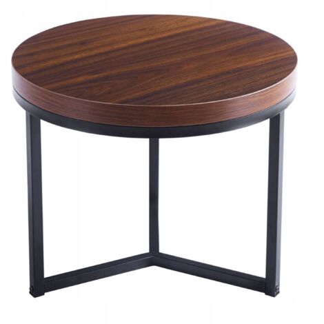 Mesa de centro redonda FURNITEX 50 x 50 x 40 cm NOGAL oscuro para salón oficina
