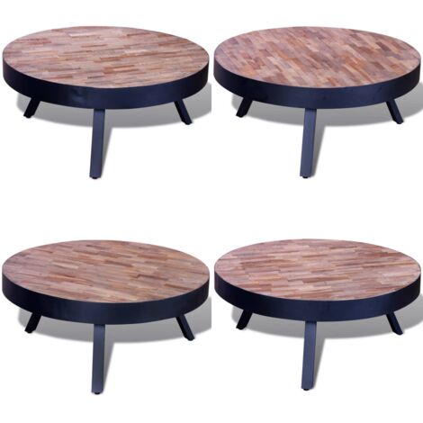 Mesa de centro redonda madera de teca reciclada - Mesa de centro de madera - Mesa de centro de teca