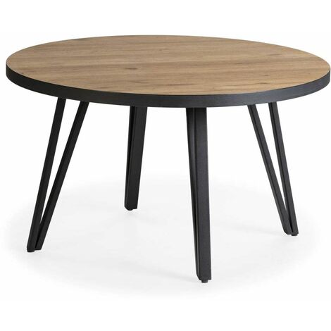 Mesa de centro redonda Mateo acabado natural, 45cm(alto) 80cm(ancho) 80cm(fondo).