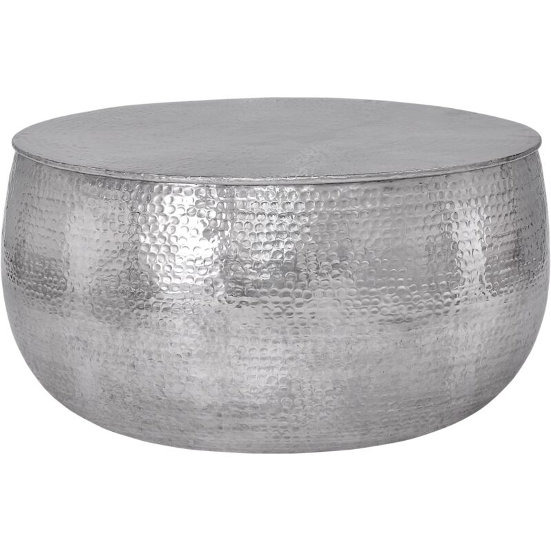 

Mesa de centro redonda mesita auxiliar plata mueble decorativo de salón 90x45 cm