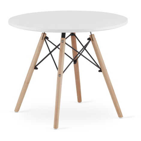 Mesa de centro redonda Valora MAKSI 60 cm patas haya blanco elegante
