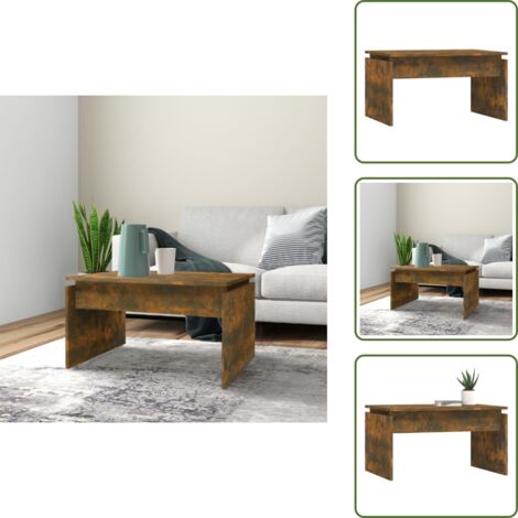 Mesa de centro roble ahumado - vidaXL Mesa de centro madera contrachapada roble ahumado 68x50x38 cm -
