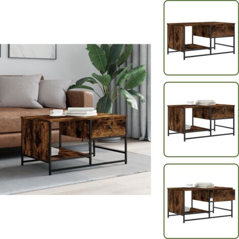 Mesa de centro roble ahumado - vidaXL Mesa de centro madera contrachapada roble ahumado 85,5x51x45 cm - Mesa auxiliar