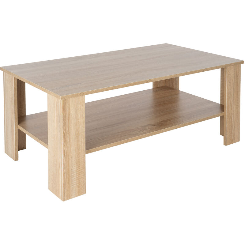 

Mesa de centro roble sonoma con estante mueble auxiliar de salón 100x57x43cm