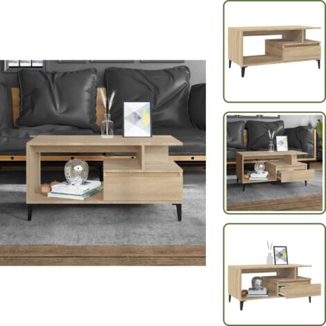 Mesa de centro roble - vidaXL Mesa de centro madera contrachapada roble Sonoma 90x49x45 cm - Mesa de centro Sonoma