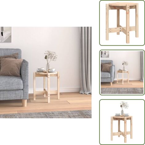 Mesa de centro rústica - vidaXL Mesa de centro de madera de pino maciza Ø 42,5x45 cm -