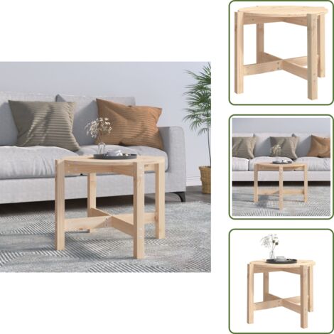 Mesa de centro rústica - vidaXL Mesa de centro de madera maciza de pino 62,5x45 cm -