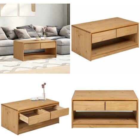 Mesa de centro SAUDA madera maciza pino color roble 99x55x45 cm - Mesa de salón - Mesa auxiliar