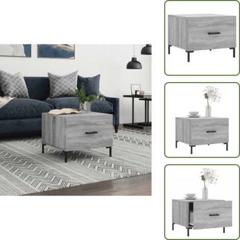 Mesa de centro Sonoma - vidaXL Mesa de centro madera contrachapada gris Sonoma 50x50x40 cm - Mesa de centro de madera