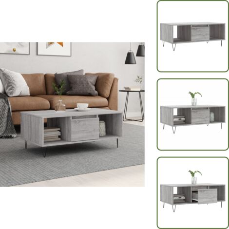 Mesa de centro Sonoma - vidaXL Mesa de centro madera contrachapada gris Sonoma 90x50x36,5 cm - Mesa de centro moderna