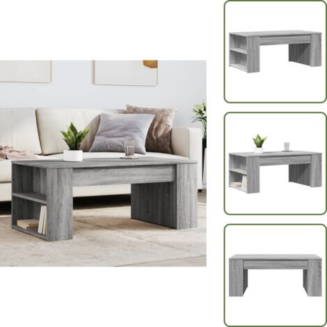 Mesa de centro Sonoma - vidaXL Mesa de centro madera de ingeniería gris Sonoma 102x55x42 cm -