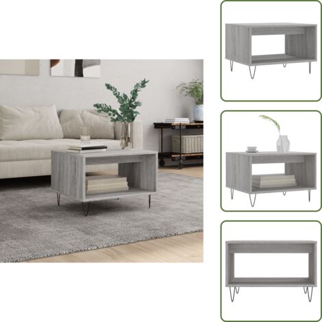 Mesa de centro Sonoma - vidaXL Mesa de centro madera de ingeniería gris Sonoma 60x50x40 cm - Mesa de centro de ingeniería