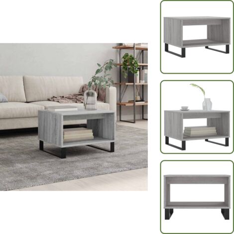 Mesa de centro Sonoma - vidaXL Mesa de centro madera de ingeniería gris Sonoma 60x50x40 cm - Mesa de centro de ingeniería