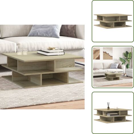 Mesa de centro Sonoma - vidaXL Mesa de centro madera de ingeniería roble Sonoma 70x70x29 cm -