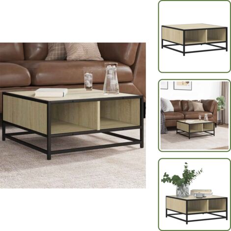 Mesa de centro Sonoma - vidaXL Mesa de centro madera y metal roble Sonoma 60,5x60,5x30 cm - Mesa de centro para hogar