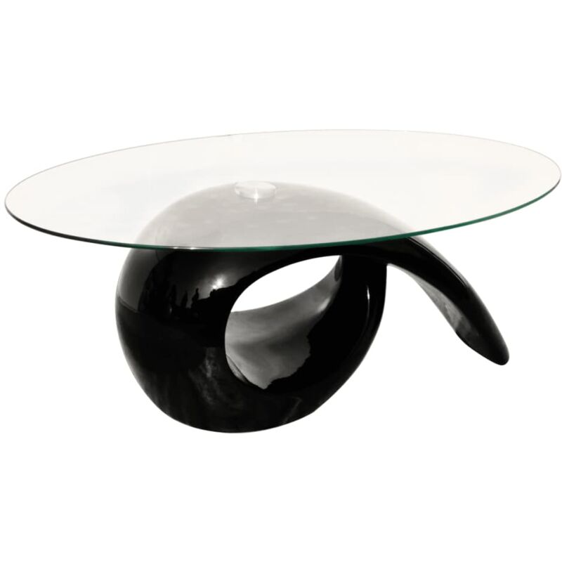 

Mesa de centro superficie ovalada de vidrio negro brillante - Negro - Vidaxl