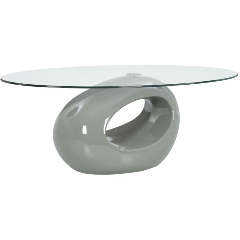 

Mesa de centro superficie ovalada de vidrio gris brillante - Gris - Vidaxl