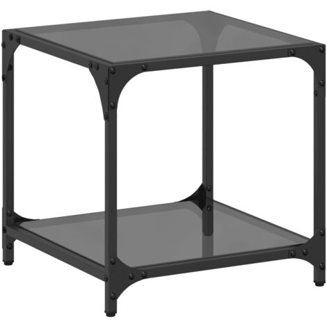 Mesa de centro superficie vidrio negra y acero 40x40x40 cm vidaXL