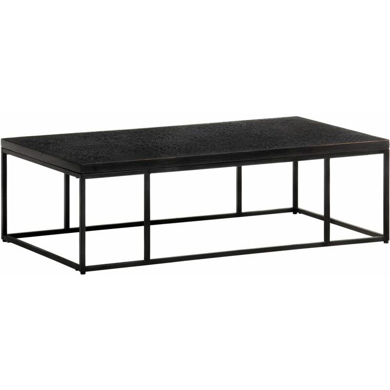 

Vidaxl - Mesa de centro tallada negro madera maciza mango 110x60x34 cm - Negro