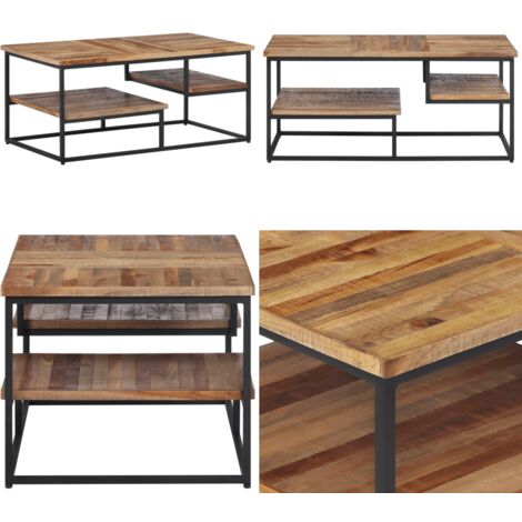 Mesa de centro teca reciclada maciza 90x50x39 cm - Mesa de salón - Madera de teca