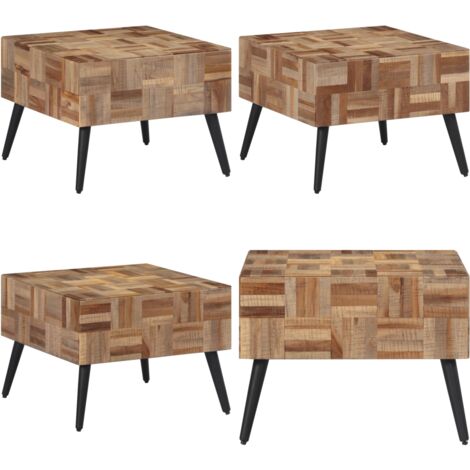 Mesa de centro teca reciclada maciza gris 55x55x40 cm - Mesa de salón - Madera de teca