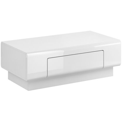 Mesa de centro Torsone 111, Blanco + Blanco brillante, 39x60x110cm, Diámetro: 0, Aglomerado laminado, Angular