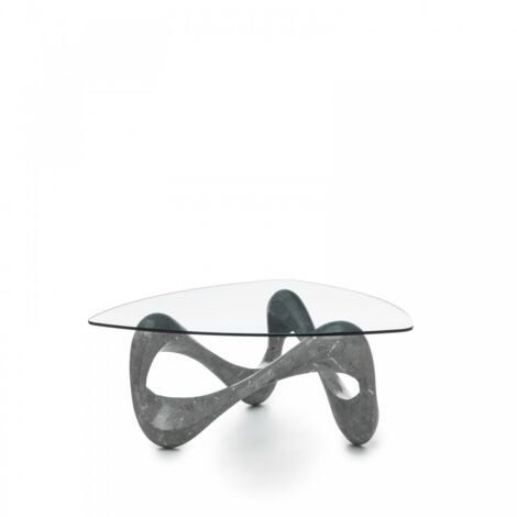 Mesa de centro transparente-gris 100 cm x 100 cm H. 42.5 cm