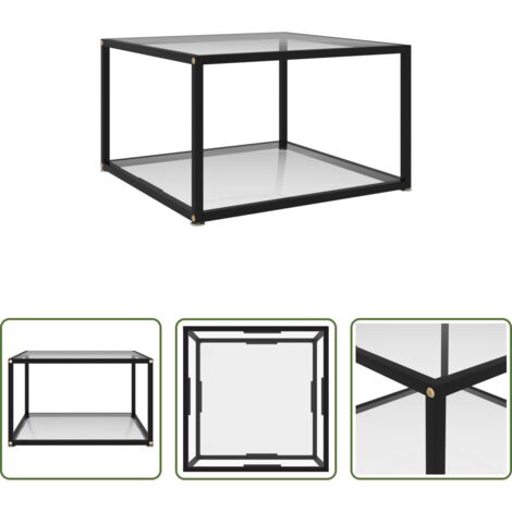 Mesa de centro transparente -  Mesa de centro transparente vidrio templado 60x60x35 cm