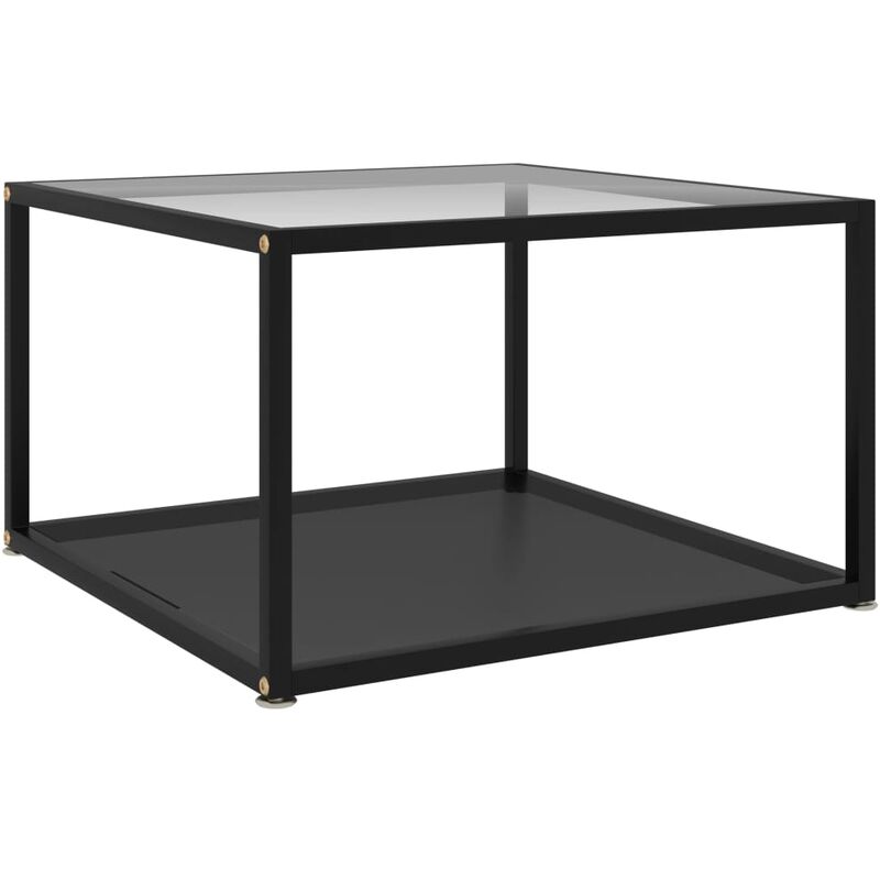 

Mesa de centro transparente vidrio templado y negro 60x60x35 cm