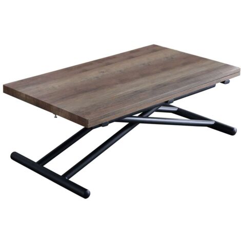 Mesa de Centro Up-Down, elevable Extensible acabado nogal, 50-100 cm(ancho)100 cm(largo)