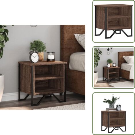 Mesa de centro - vidaXL Mesita de noche madera de ingeniería marrón roble 40x30x40 cm - Diseño elegante