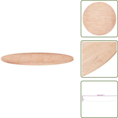 Mesa de centro - vidaXL Superficie de mesa redonda madera de roble sin tratar Ø60x1,5cm - Mesa de bar