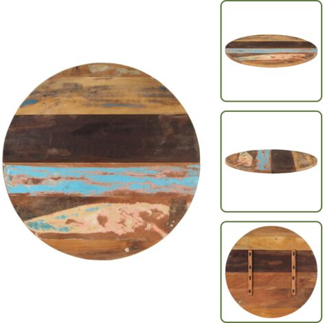Mesa de centro - vidaXL Tablero de mesa redonda 80 cm 25-27 mm madera maciza reciclada - Mesa auxiliar