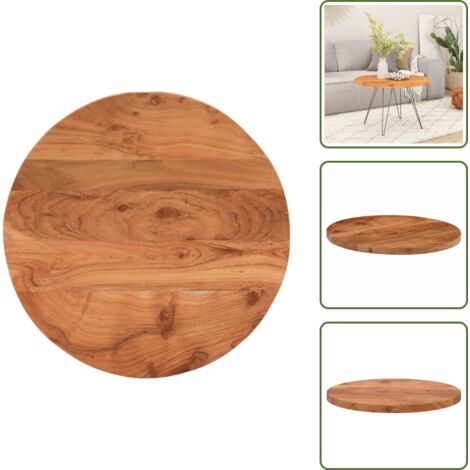 Mesa de centro - vidaXL Tablero de mesa redondo madera maciza de acacia Ø60x2,5 cm - Superficie de mesa