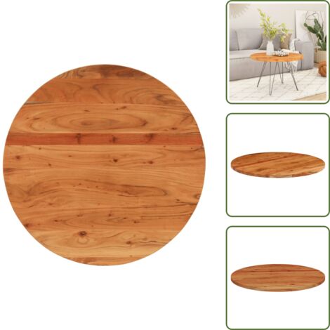 Mesa de centro - vidaXL Tablero de mesa redondo madera maciza de acacia Ø70x3,8 cm - Superficie de mesa