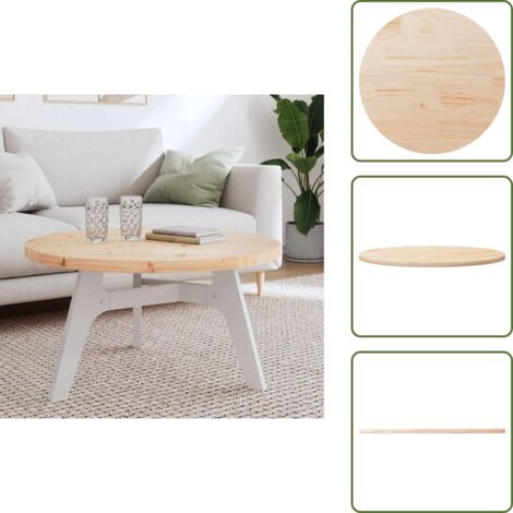 Mesa de centro - vidaXL Tablero de mesa redondo madera maciza de pino Ø80x3 cm - Mesa de comedor