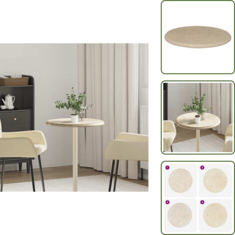 Mesa de centro - vidaXL Tablero para mesa mármol color crema Ø50x2,5 cm - Mármol crema