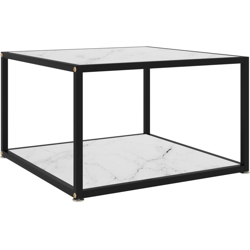 

Mesa de centro vidrio templado blanco 60x60x35 cm
