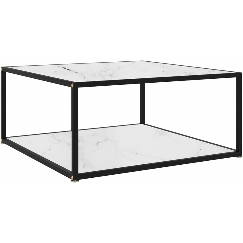 

Mesa de centro vidrio templado blanco 80x80x35 cm