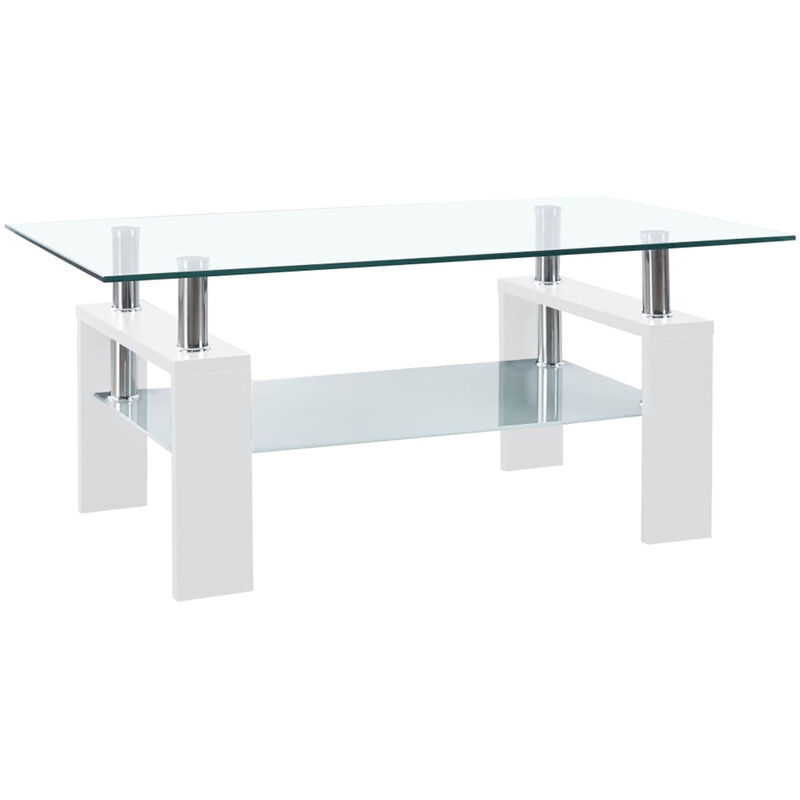 

Mesa de centro vidrio templado blanco transparente 95x55x40 cm