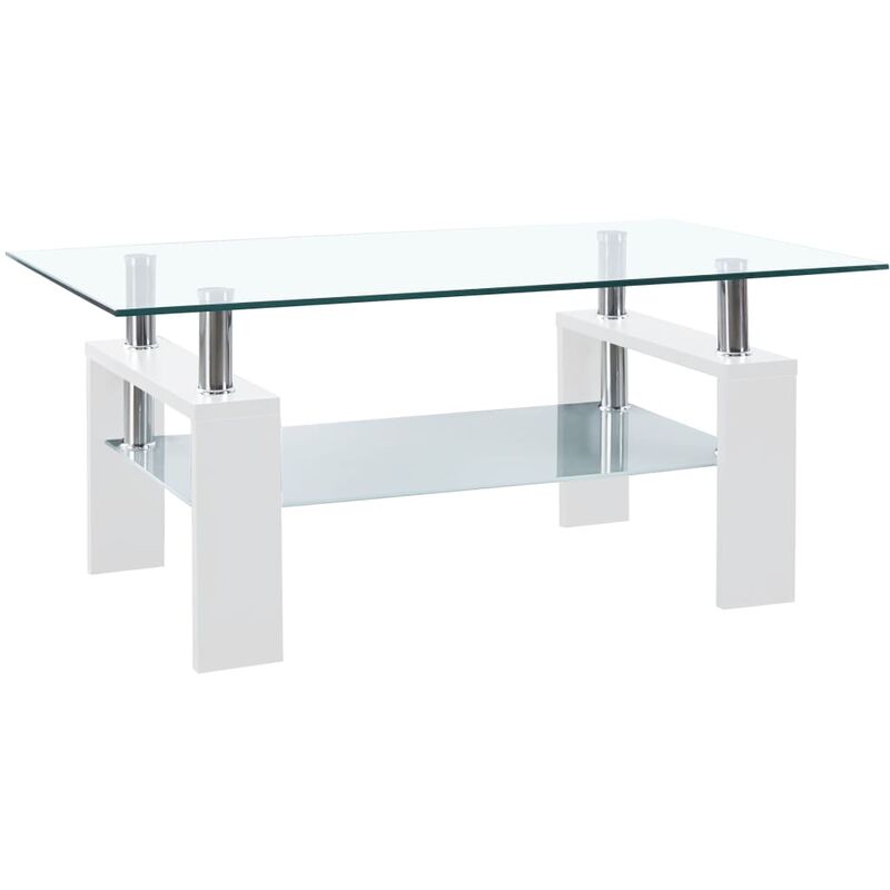 

Mesa de centro vidrio templado blanco transparente 95x55x40 cm