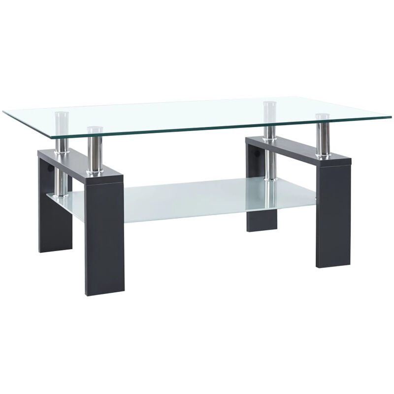 

Mesa de centro vidrio templado gris transparente 95x55x40 cm