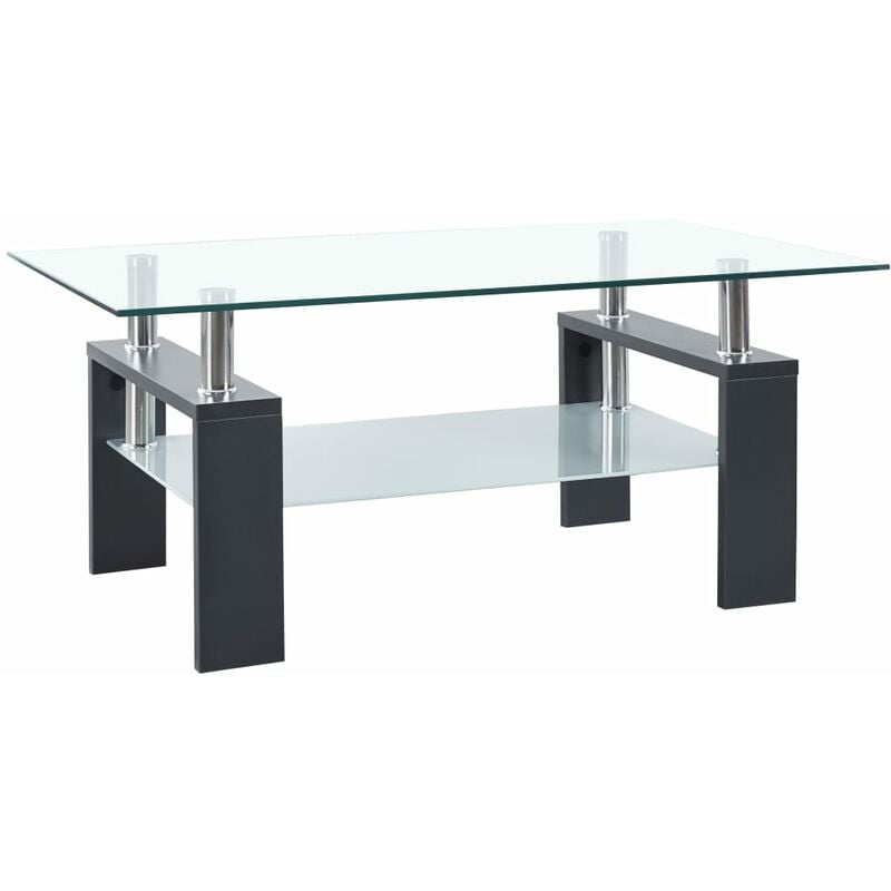

Mesa de centro vidrio templado gris transparente 95x55x40 cm