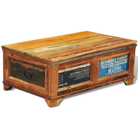 Mesa de centro vintage con almacenaje madera reciclada