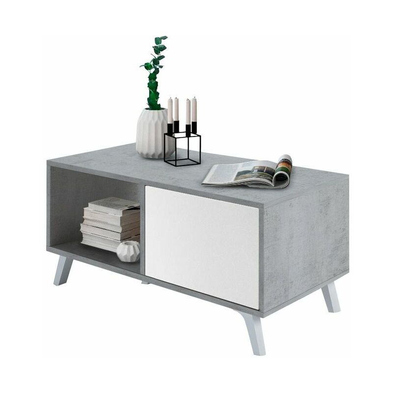 

Mesa de centro WindGris cemento - Blanco mate